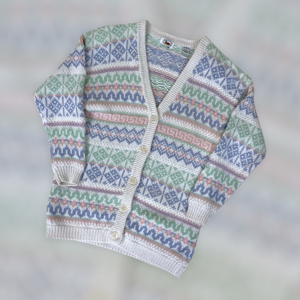 Vintage 90s Color Blocking Cardigan